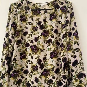 Purple floral blouse
